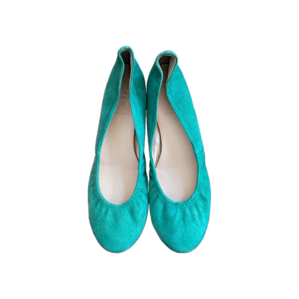 J. Crew Cece Green Suede Flats sz 8.5 Preppy Academia